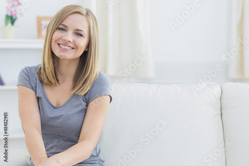 Portrait of relaxed woman sitting at home © WavebreakmediaMicro