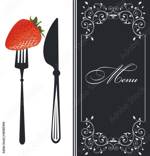 Creative restaurant menu with strawberries