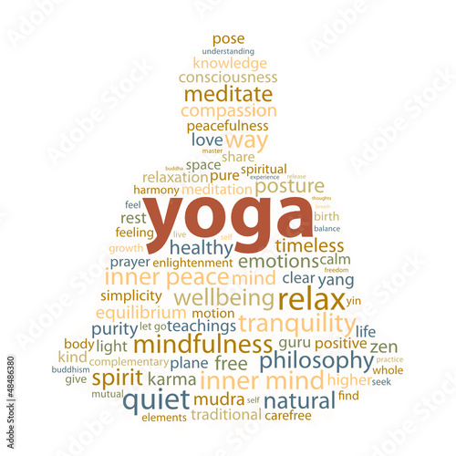 "YOGA" Tag Cloud (zen meditation lotus position relaxation)