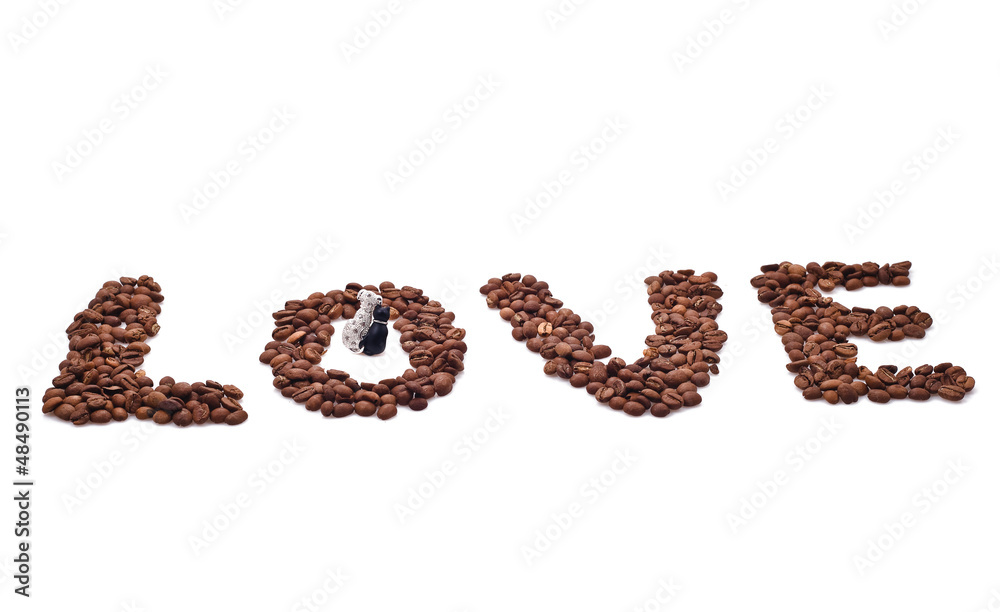 word love composed of coffee beans word love composed of coffee beans