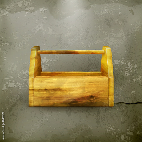 Empty wooden tool box old-style