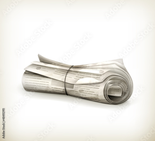 Rolled Newspaper, old-style isolated