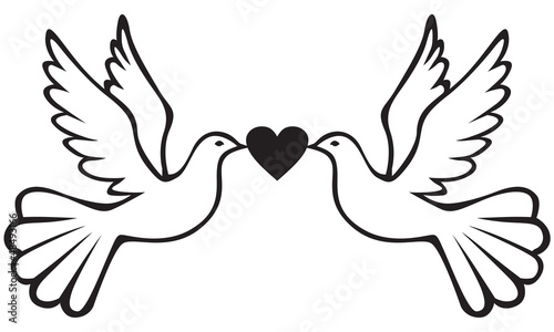 Pair of doves with heart