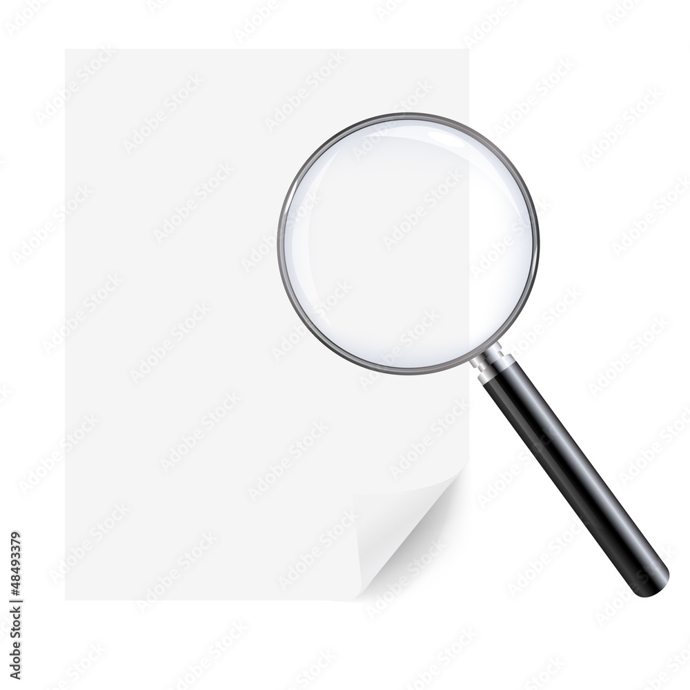 Magnifying Glass And Sheet Of Paper Magnifying Glass And Sheet Of Paper