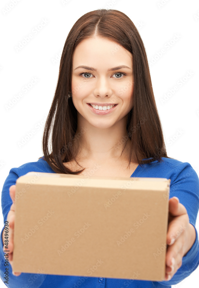 woman with cardboard box woman with cardboard box