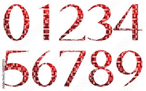 Abstract red numbers set
