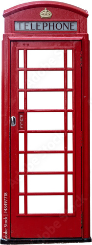 Naklejka Brytyjski budka telefoniczna na białym tle
