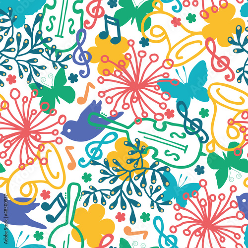 Fototapeta Naklejka Na Ścianę i Meble -  vector spring music symphony seamless pattern background with