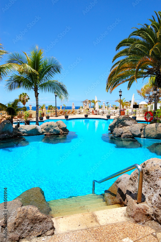 Swimming pool at luxury hotel, Tenerife island, Spain