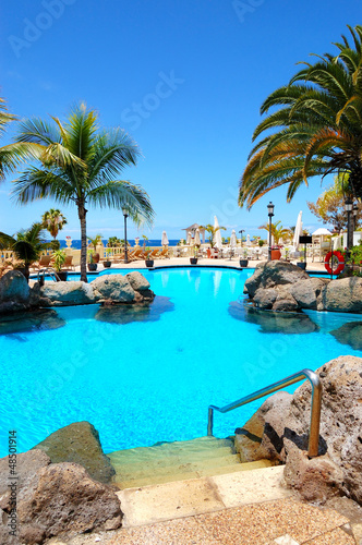 Swimming pool at luxury hotel  Tenerife island  Spain