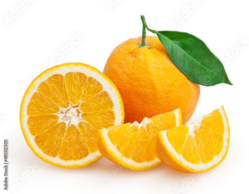 Oranges isolated on white background with clipping path