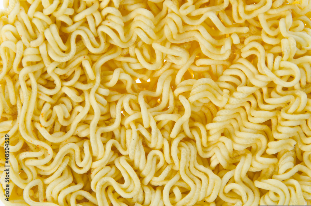 Instant noodles on white background