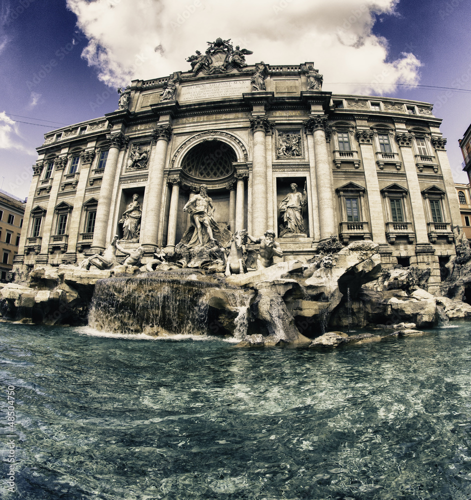 Colors of Trevi Fountain in March, Rome