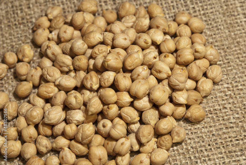 Chickpeas on natural fabric Chickpeas on natural fabric