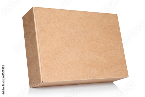 Cardboard box on white background