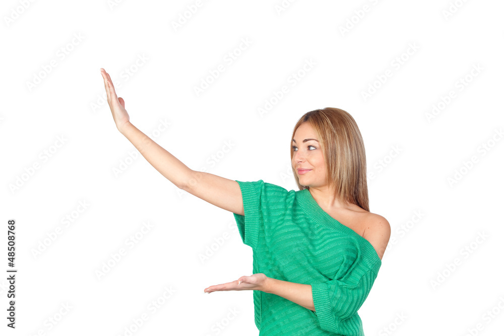 Attractive woman with her arms extended Attractive woman with her arms extended