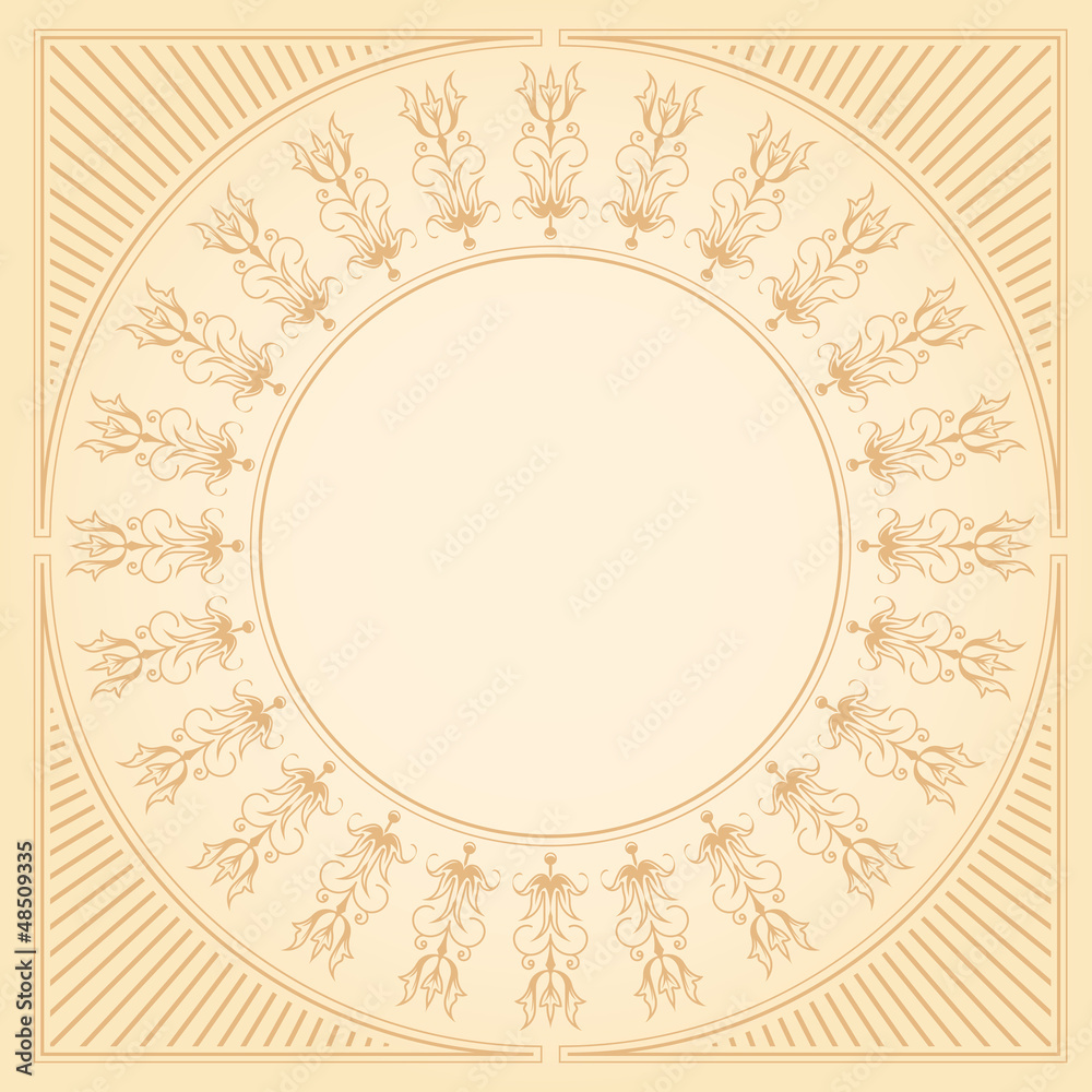 Circular calligraphic border with delicate florals Circular calligraphic border with delicate florals