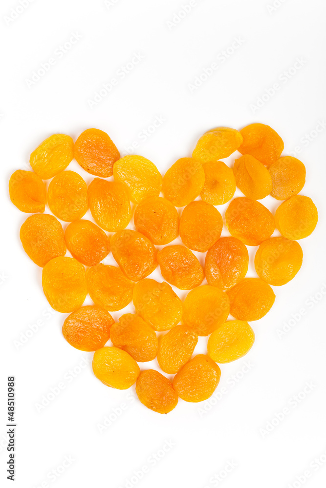 Dried apricots in shape of heart Dried apricots in shape of heart