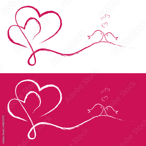 set of hearts with birds
