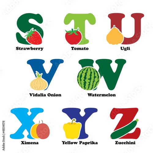 Fruit and vegetable alphabet photo