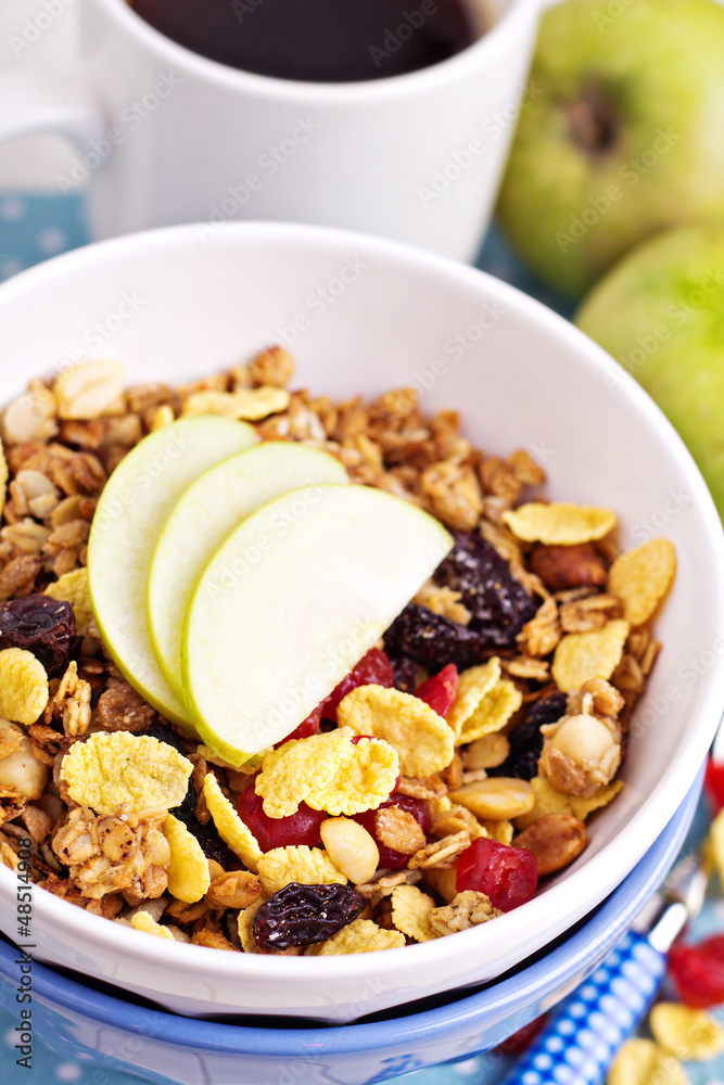 Granola with nuts and fruits Granola with nuts and fruits