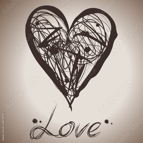 Grunge elegance ink splash illustration of heart