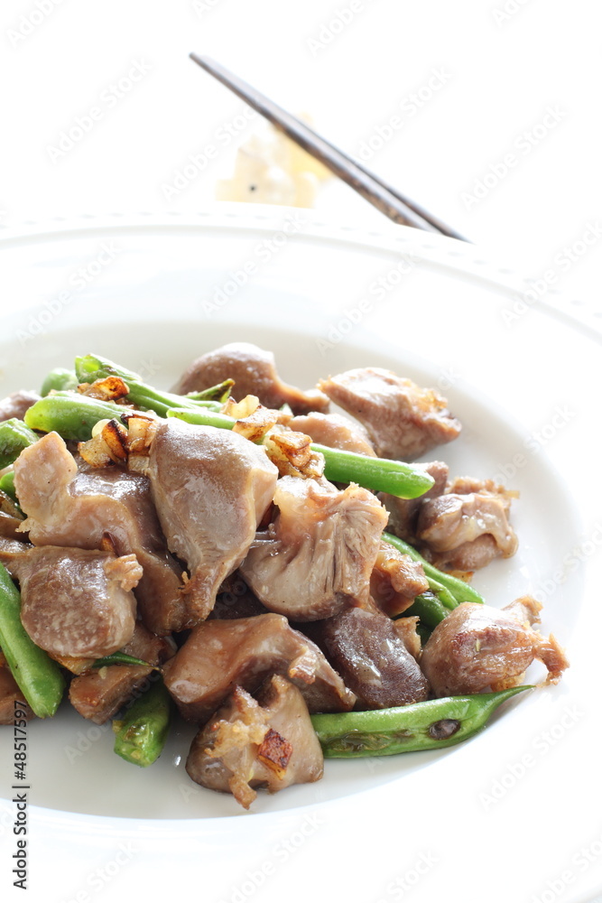chinese cuisine, gizzard and garlic stir fried chinese cuisine, gizzard and garlic stir fried