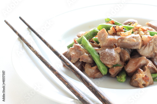 chinese cuisine, gizzard and garlic stir fried