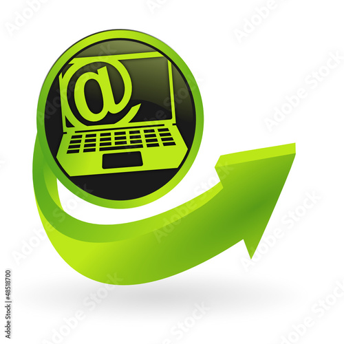 bouton ordinateur portable internet flêche verte