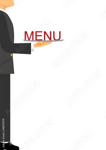 Waiter showing menu