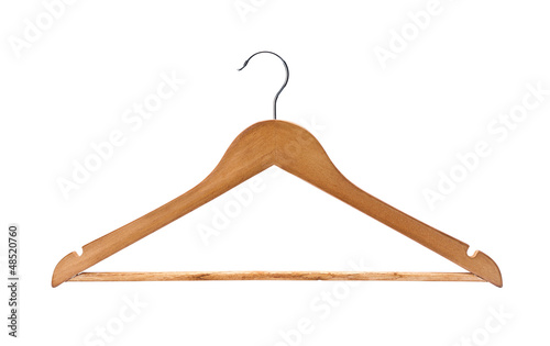 old, wood hanger isolated on white background