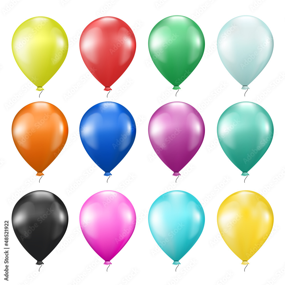 set of colorful balloons on white set of colorful balloons on white