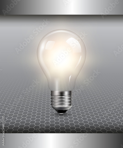 3D background with light bulb illuminated