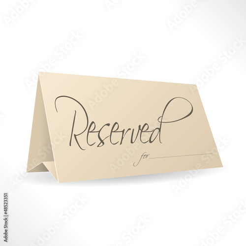 Reserved note with place for name
