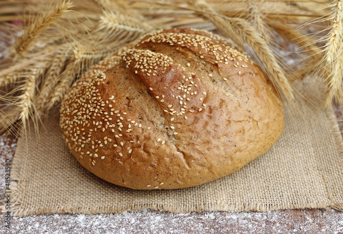 tasty bread with spikelets, close-up