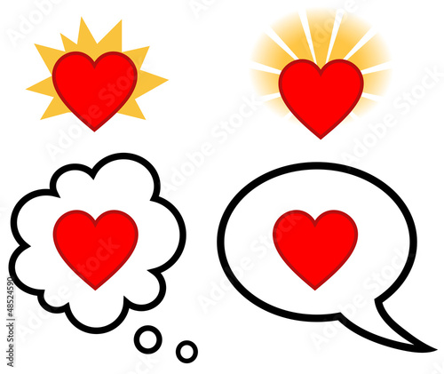 Speech and thought bubble with heart love faith symbol