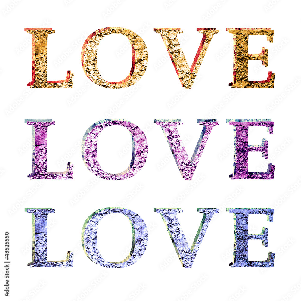 Love 3D Text Grunge Style Texture Illustration