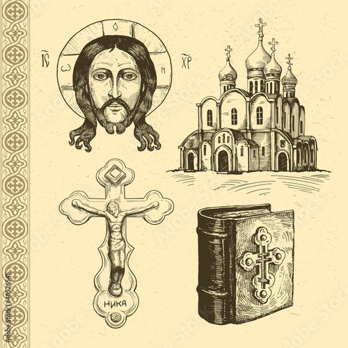 Fényképezés Orthodox symbols hand drawn