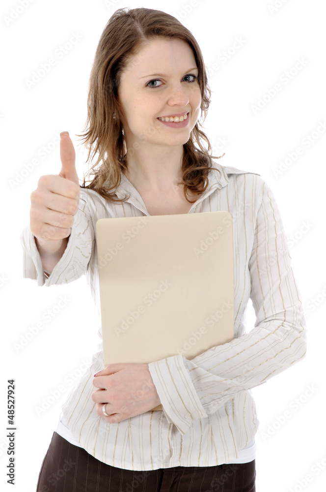 Junge Frau mit Bewerbungsmappe Junge Frau mit Bewerbungsmappe