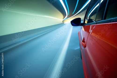 Night driving-motion blur tunnel light