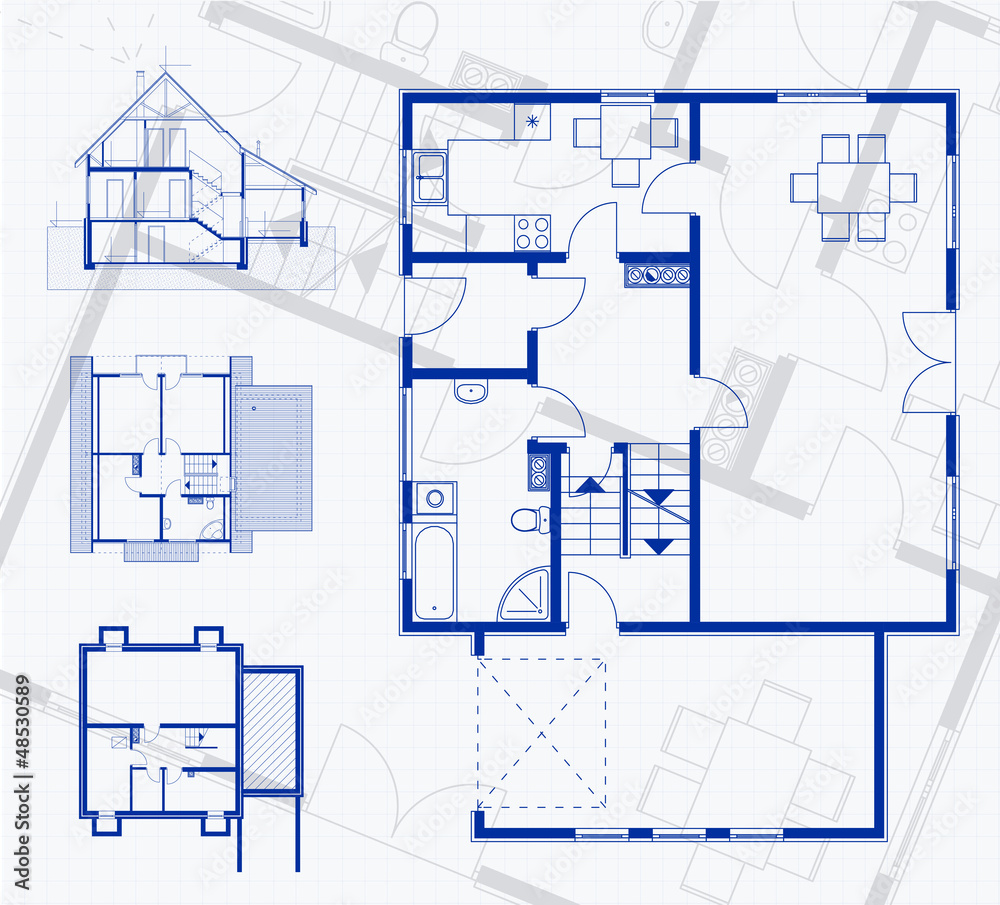 floor plan blueprint. vector illustration Stock Vector | Adobe Stock