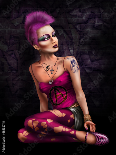Punk girl in pink