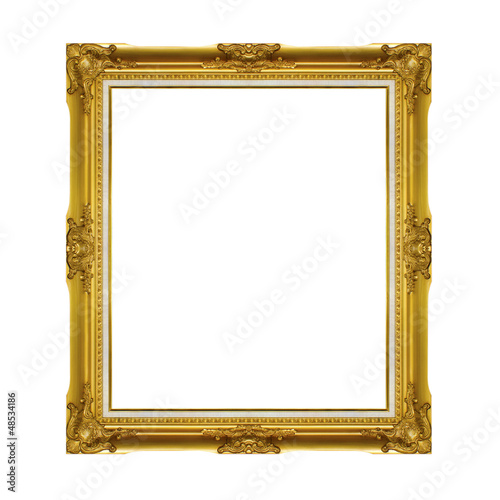 Golden frame isolated on the white background