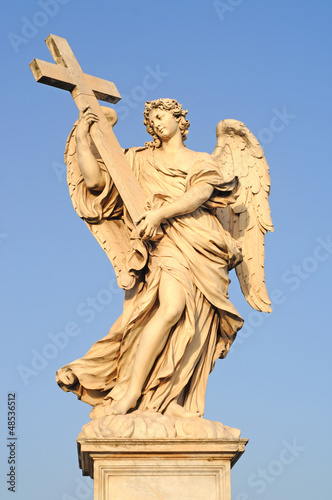 angel with the cross on ponte sant angelo in rome