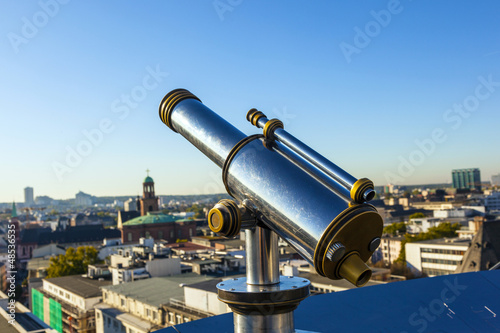 telescope on platform with view to Frankfurt