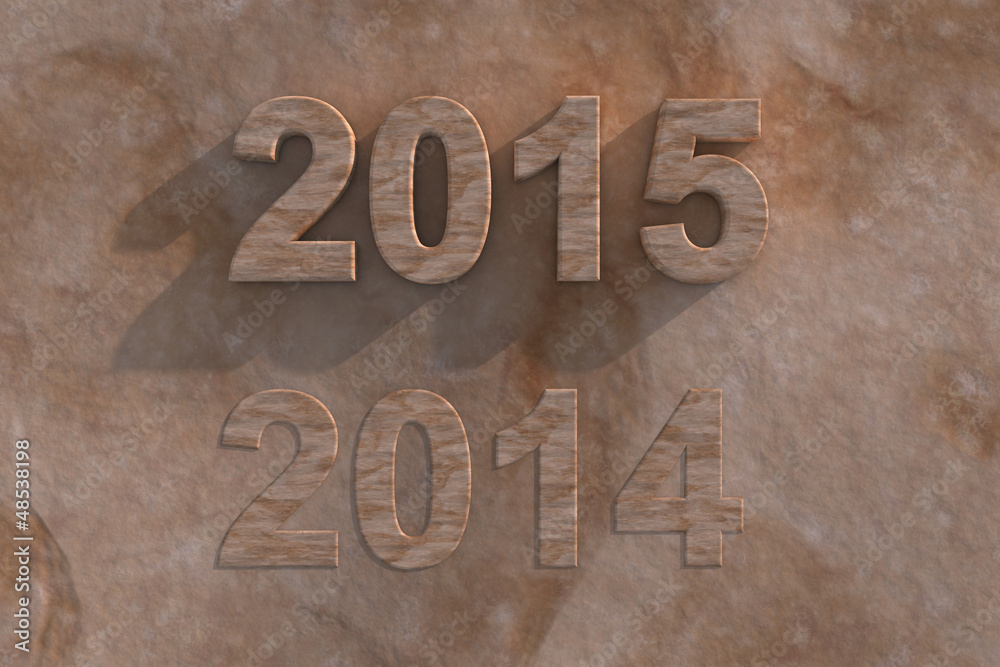 Illustration of the years 2014 and 2015 written Illustration of the years 2014 and 2015 written