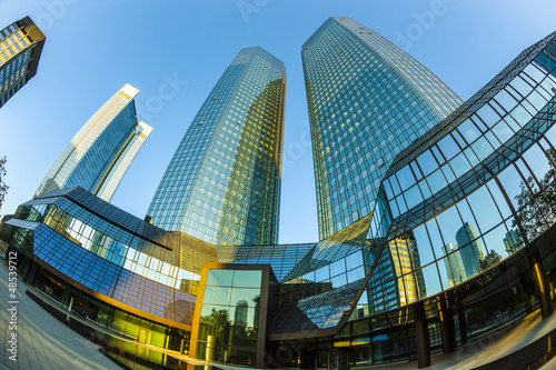 perspective of skyscrapers in Frankfurt