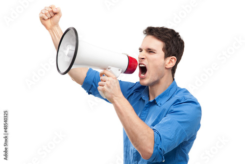 Man shouting through megaphone