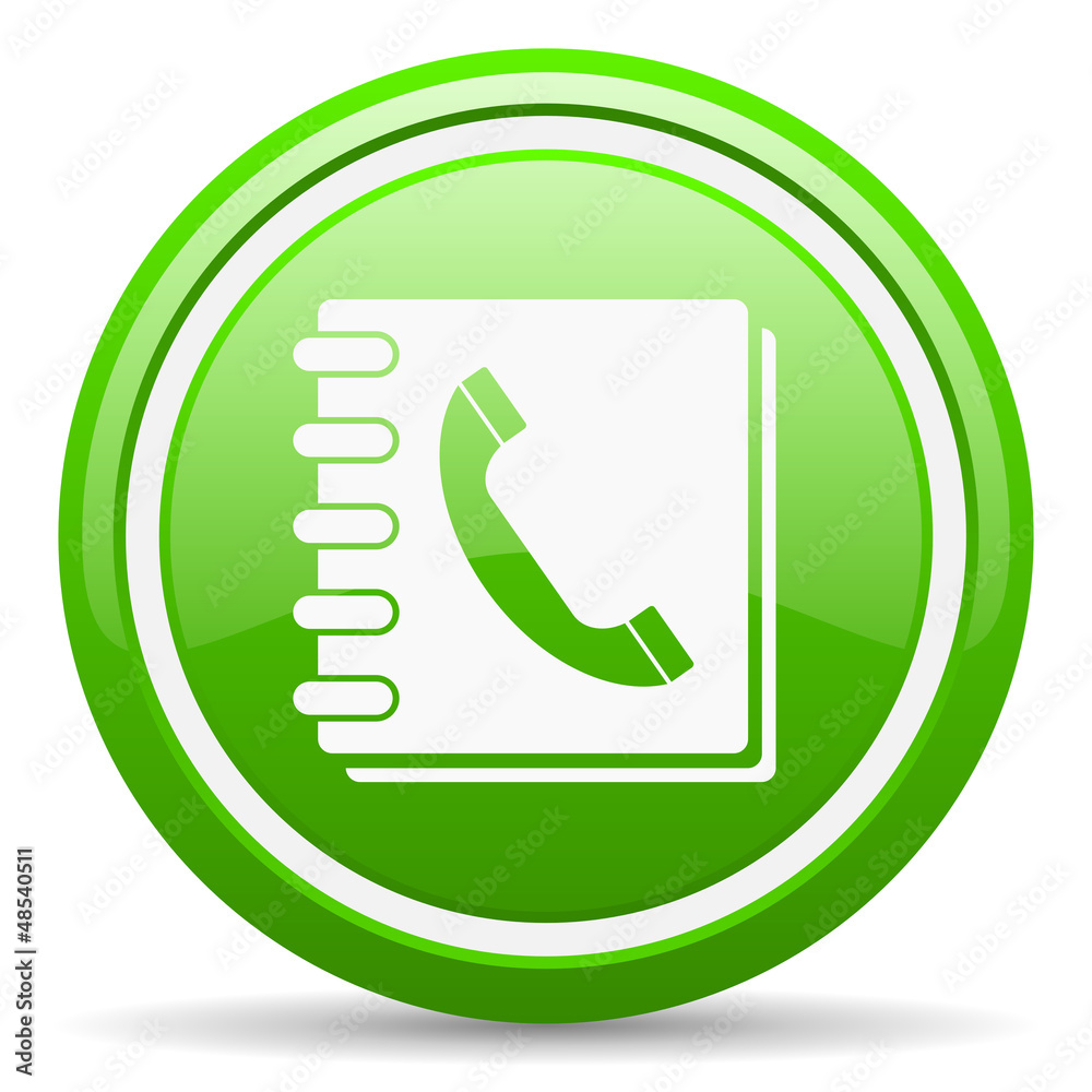 phonebook green glossy icon on white background phonebook green glossy icon on white background