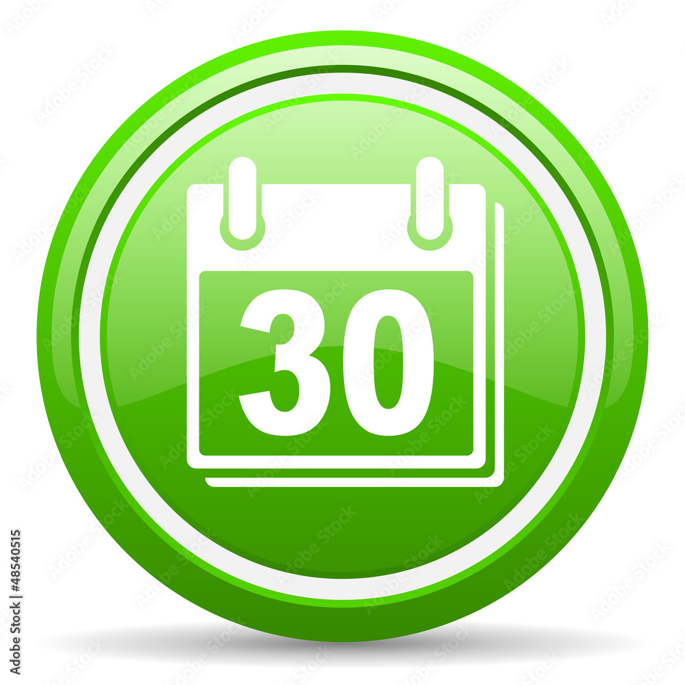 calendar green glossy icon on white background calendar green glossy icon on white background